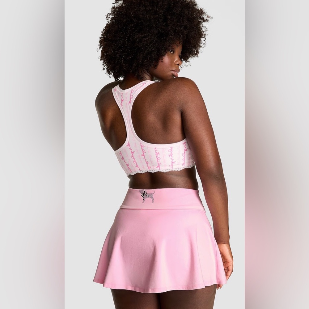 PINK X LOVESHACKFANCY COTTON FOLDOVER FLIRTY SKIRT